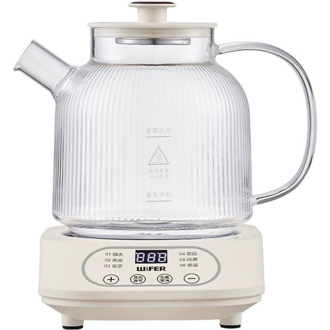 Hervidor de té eléctrico de vidrio automático con control de temperatura para el hogar white
