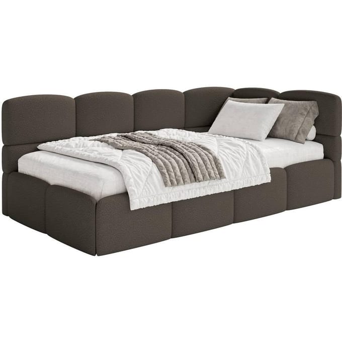 Jeugdbed Chloe rechts bouclé 90x200 met opbergruimte | NADUVI Collection