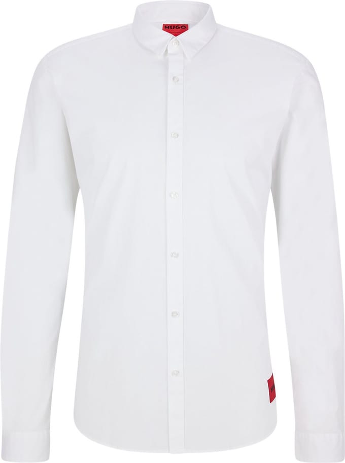 HUGO Ero-w slim fit overhemd - wit - Strijkvriendelijk - Boordmaat: 41 - 42