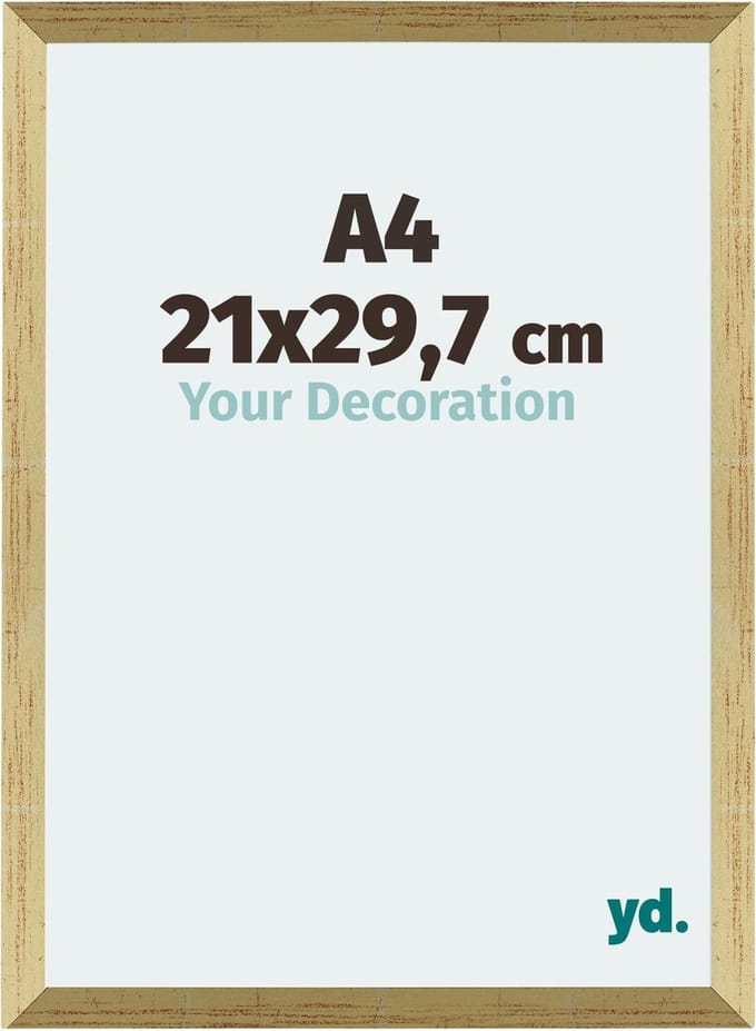 Your Decoration - Fotolijst A4 21x 29,7 cm - MDF - Goud Glans - Mura