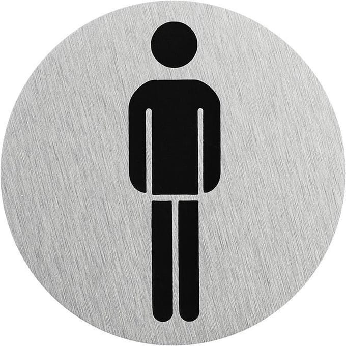 Seilflechter Deurbordje heren WC - aluminium - Ø 75 mm - pictogram