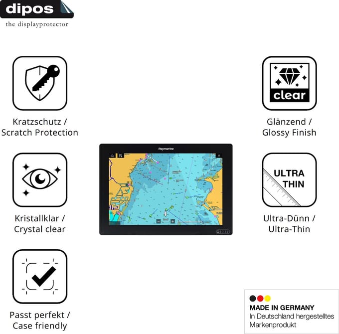 dipos – 2x Beschermfolie geschikt voor Raymarine Axiom+ 12 | Krasbestendige & heldere Screenprotector Ultra-Thin