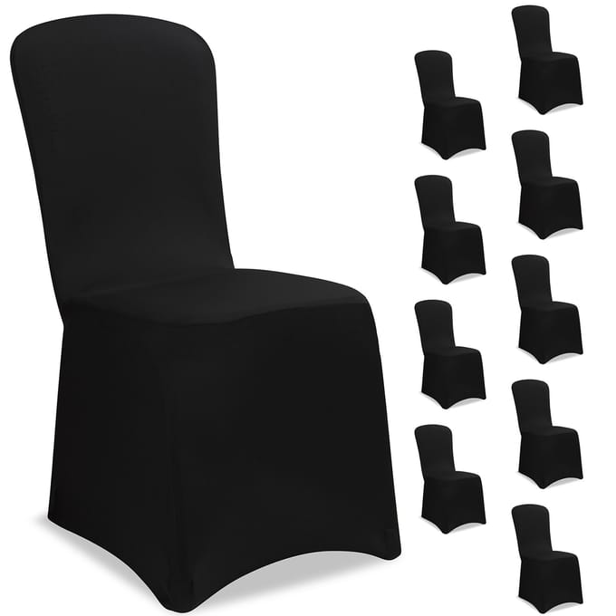 DETEX Set 10 Stoelhoezen - Eetkamerstoelen Universeel Stretch - Zwart