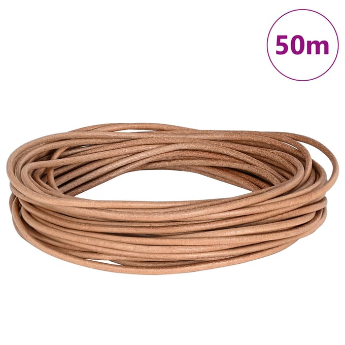 vidaXL Leren Koord 1 Bruin Ø2,5 mm x 50 m Leer