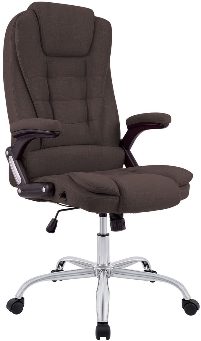 CLP Ergonomische Bureaustoel Thor - Draaibaar & Kantelbaar - Tot 150 kg - Chroom Onderstel - bruin