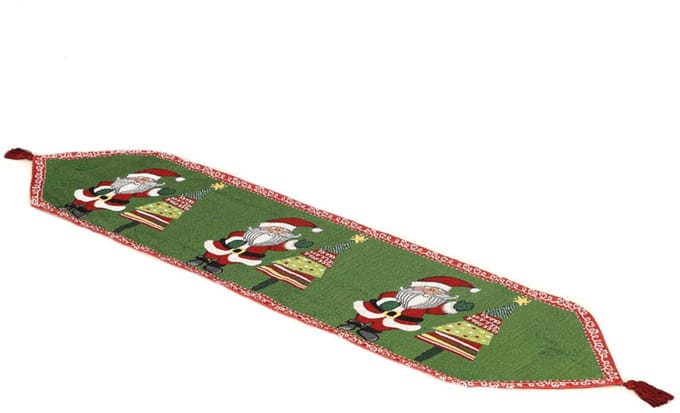 Fiestas Guirca - Tafelloper Santa en kerstbomen 33 x 137 cm