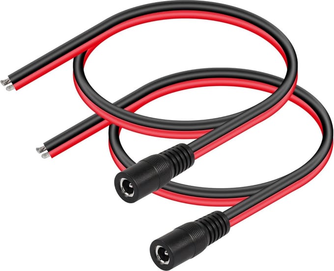 DC 5.5x2.1mm Stroomkabel Vrouwelijk Open Einde Reparatie Draad 14AWG - 2 Stuks