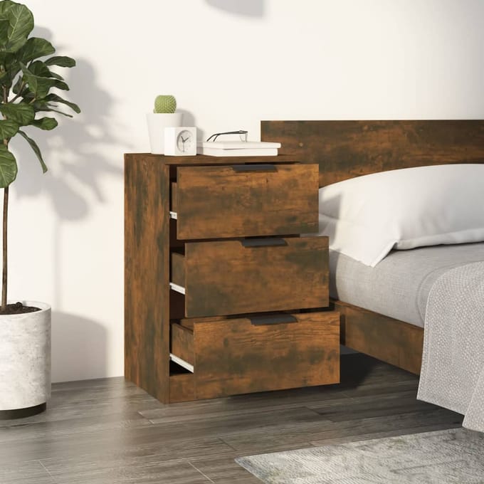vidaXL - Nachtkastjes - 2 - st - 40x36x65 - cm - gerookt - eikenkleurig