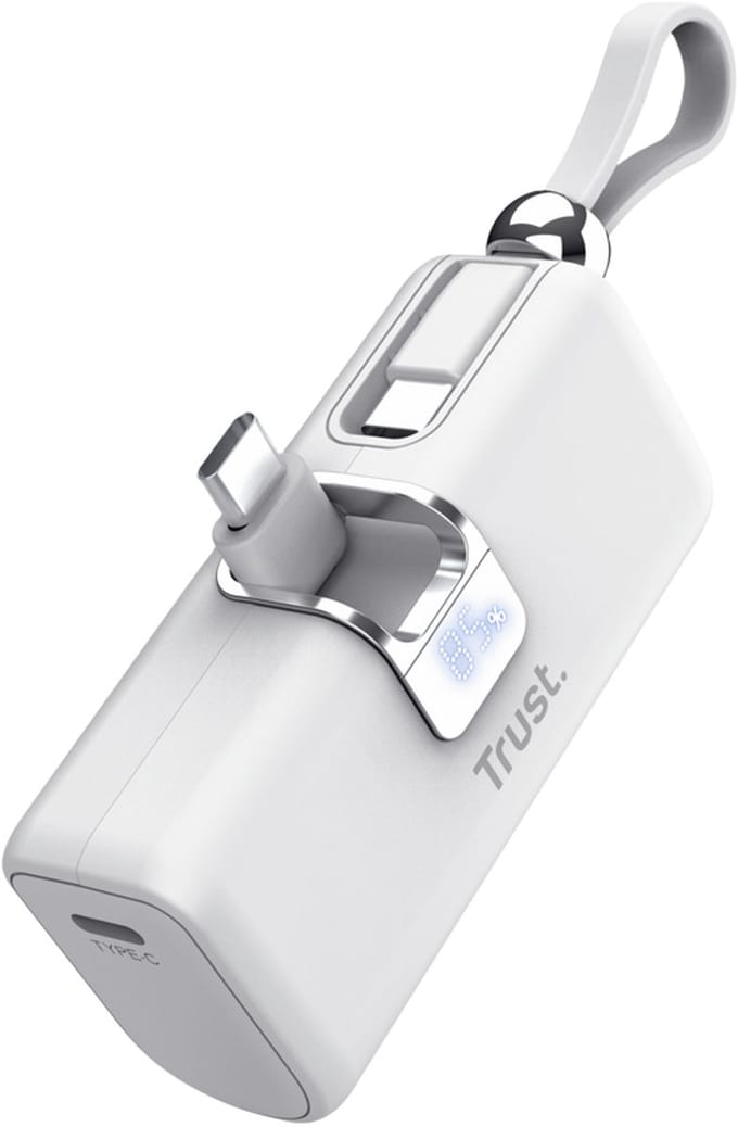 Trust Pacto - Powerbank 5000 mAh - USB-C 20W Snelladen - Display - Compact - Wit