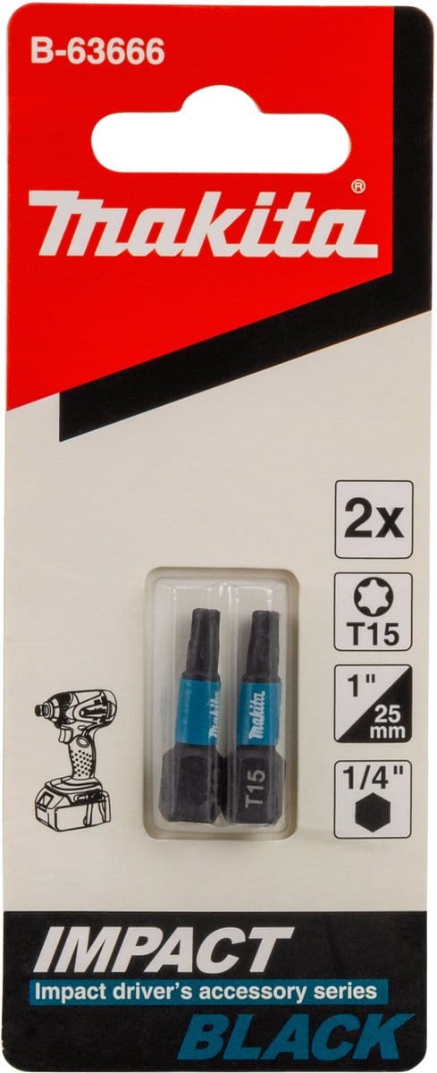 Makita B-63666 Impact Black Impact Screwdriver Bit - 2 Pieces
