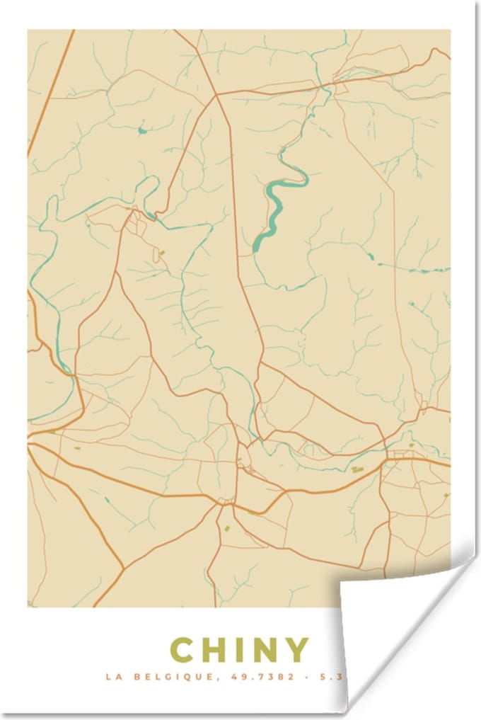 Poster Stadskaart - Vintage - Chiny - Plattegrond - Kaart - 40x60 cm