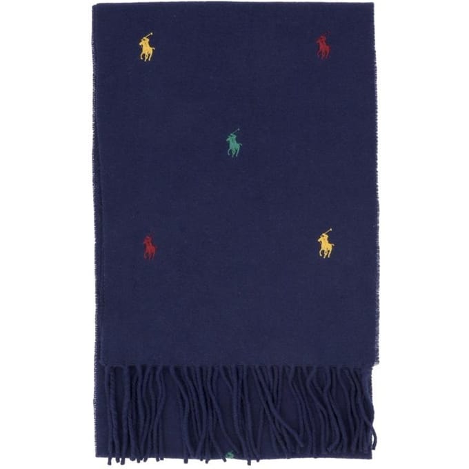 Polo Ralph Lauren Pony Geborduurde Franje Sjaal Pc1315 410 PC1315-410 blue