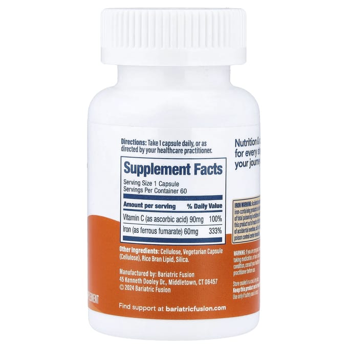 Bariatric Fusion, ijzer plus vitamine C, 60 capsules