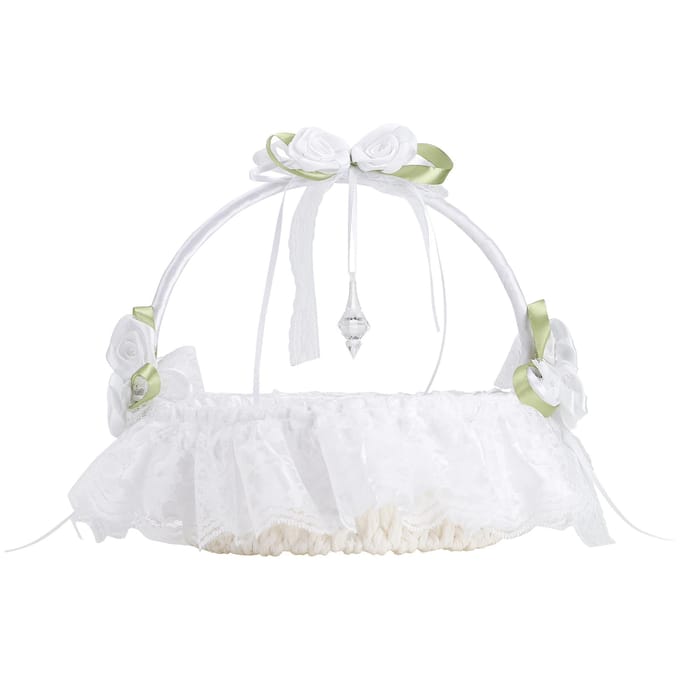 Bruiloft Witte Bloemenmand Zijden Lint Decoratie Elegante Romantische Bloemenmand voor Bruiloftsfotografie white