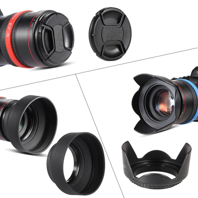 Andoer 55mm Lensfilterset UV+CPL+FLD+ND(ND2 ND4 ND8) met Draagzak   Lensdop   Lensdop blue