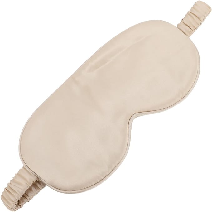 Cache-yeux en soie Masque de nuit en satin doux Sangle élastique Rembourrage confortable pour Voyage Sieste or