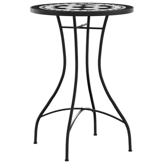 vidaXL - Bistroset - mozaïek - ijzer - en - keramiek - zwart - en - wit