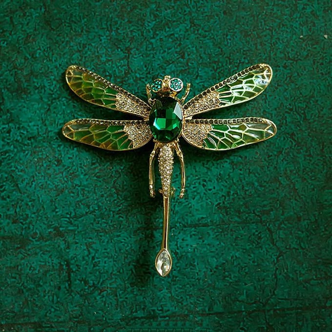 Edele Retro Handgemaakte Libelle Emaille Broche Vrouw Bruiloft Feest Kleding Broches Strass Dieren Corsage black