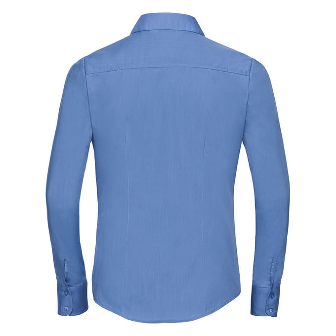 Russell Collection Dames/Dames Poplin met Lange Mouwen Formeel Overhemd (Bedrijfsblauw)