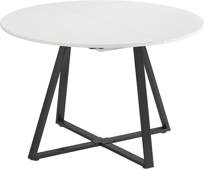 Vicco Eettafel Loyd, Wit/Zwart, 120-160 x 120 cm uitschuifbaar
