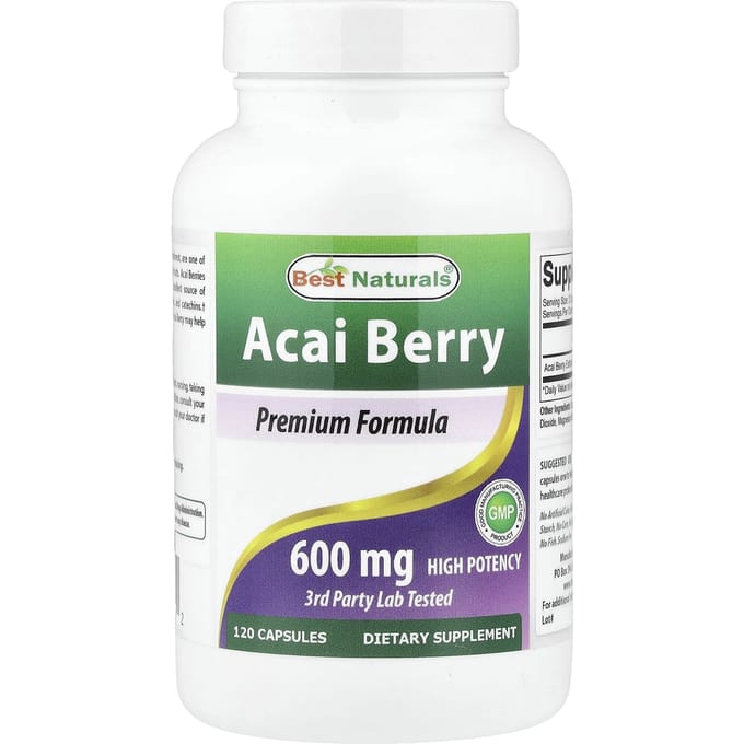 Best Naturals, Baie d'Açaï, 600 mg, 120 Gélules