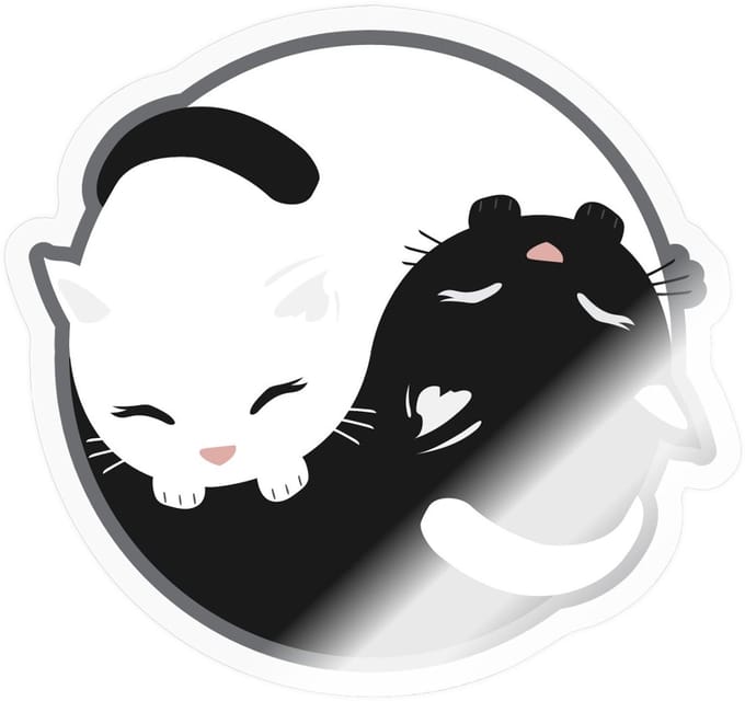 Yin Yang Katten Sticker maat S (10 x 10 cm)