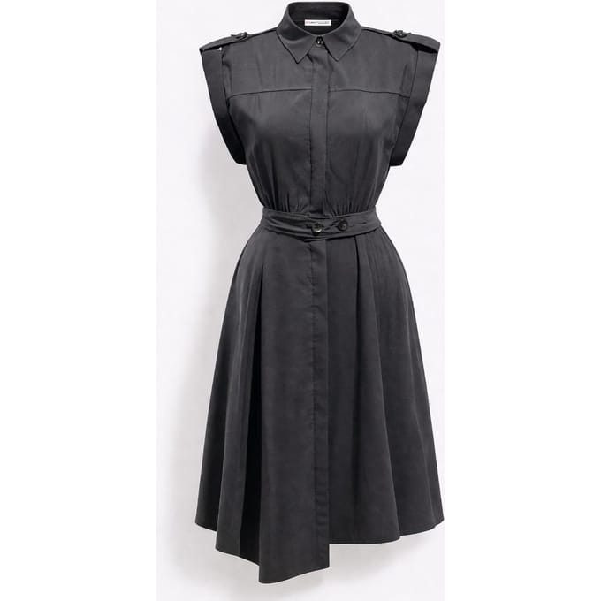 Textured A-Lijn Midi Hemddress met Riem