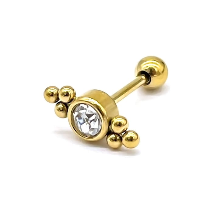 Oorpiercing met Kraal - RVS - 8 mm - Goudkleurig