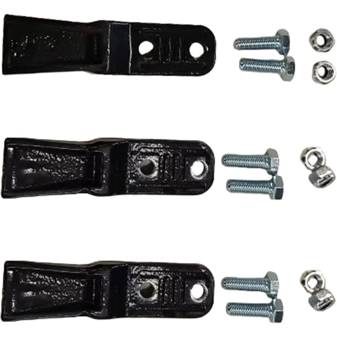 3 Pièces Dents de Godet d'Excavatrice Acier au Carbone Remplacement de Dent de Godet d'Excavation avec Vis et Écrous pour Chargeur Rétroexcavateur de Tracteur black