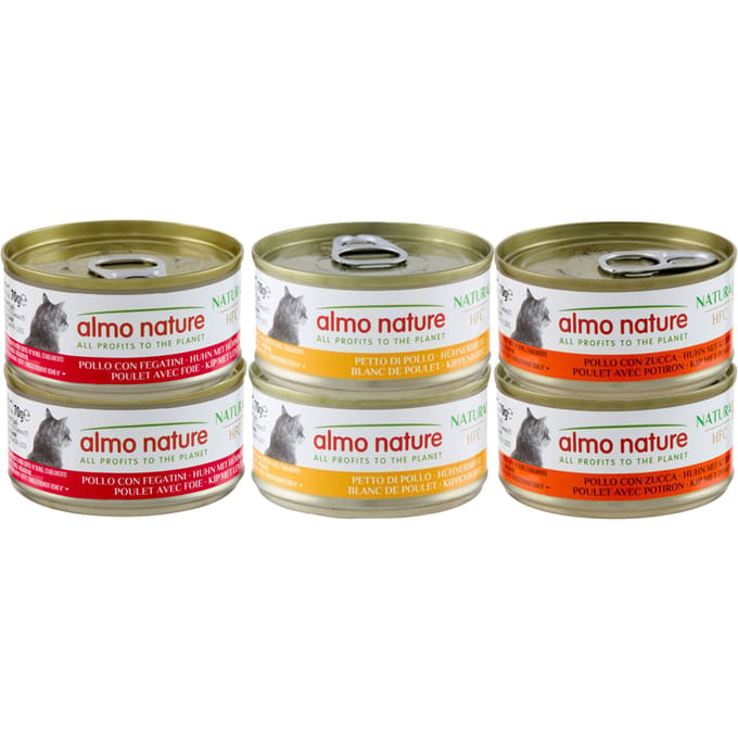Almo Nature HFC Natural 6 x 70 g Mixpakket met Kip
