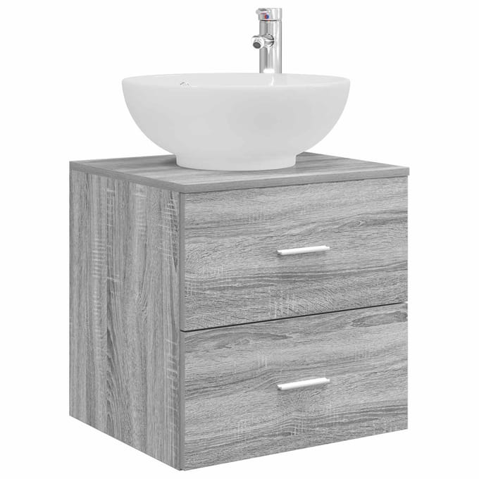 vidaXL Wandgemonteerd wastafelmeubel Grijs Sonoma 49,5 x 44,5 x 80 cm