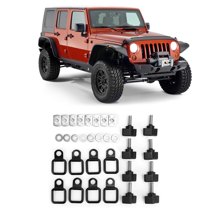 Hardtop Snel Verwijderbare Duimschroef Bevestigingsset Sjorogen Ankers Geschikt voor Jeep Wrangler black