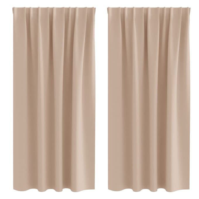 vidaXL - Blackout - Gordijnen - met - Ringen - 2 - st - Taupe - 175 - x - 140 - cm - Polyester