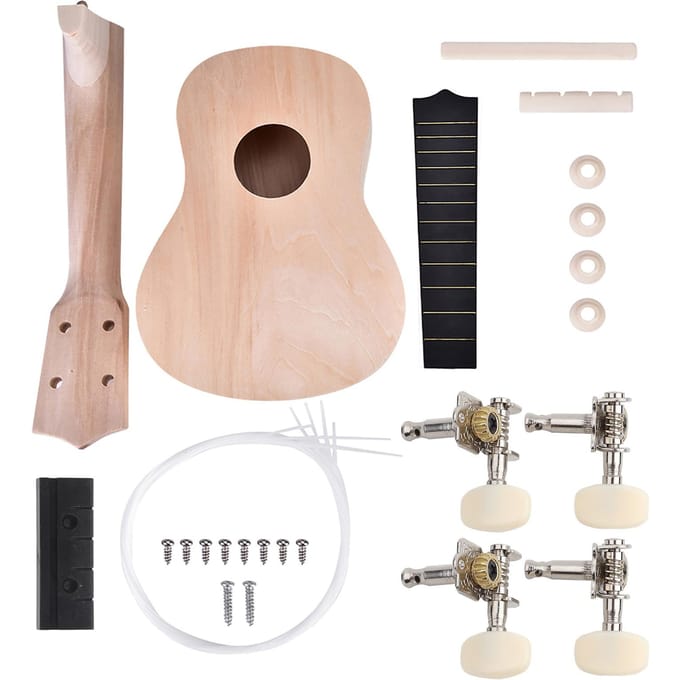 21 inch Lindehout 4-snarige Ukelele DIY Kit Instrumentaccessoire beige