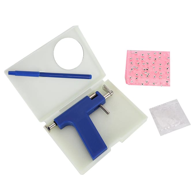 Kit d'outils de perçage corporel professionnel, pistolet de perçage d'oreille avec kit de miroir pour clous d'oreille white