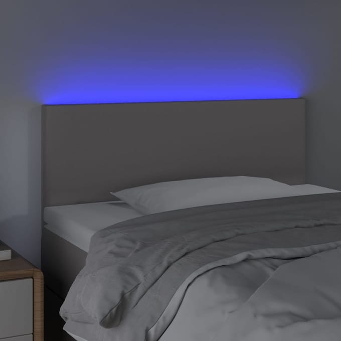 vidaXL - Hoofdbord - LED - 100x5x78/88 - cm - kunstleer - grijs