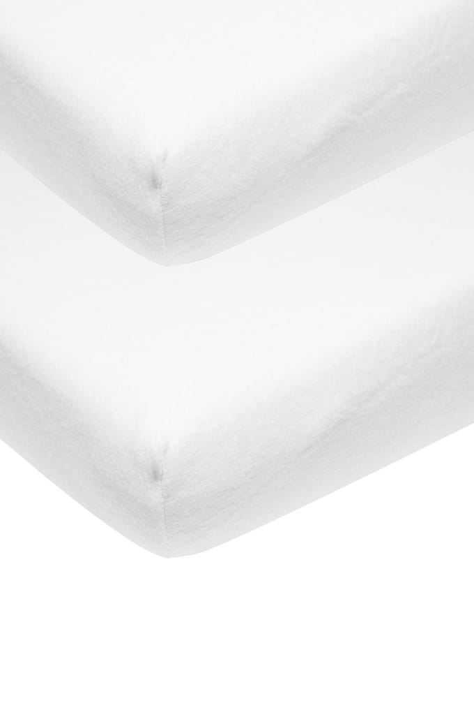 Meyco Baby Uni Molton stretch hoeslaken co-sleeper - white - 2-pack - 50x90cm