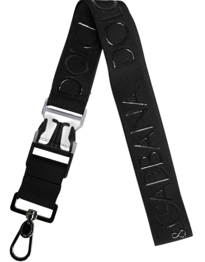 Dolce & Gabbana Zwarte Rekbare Polyester Rubberised DG Logo Sleutelhanger