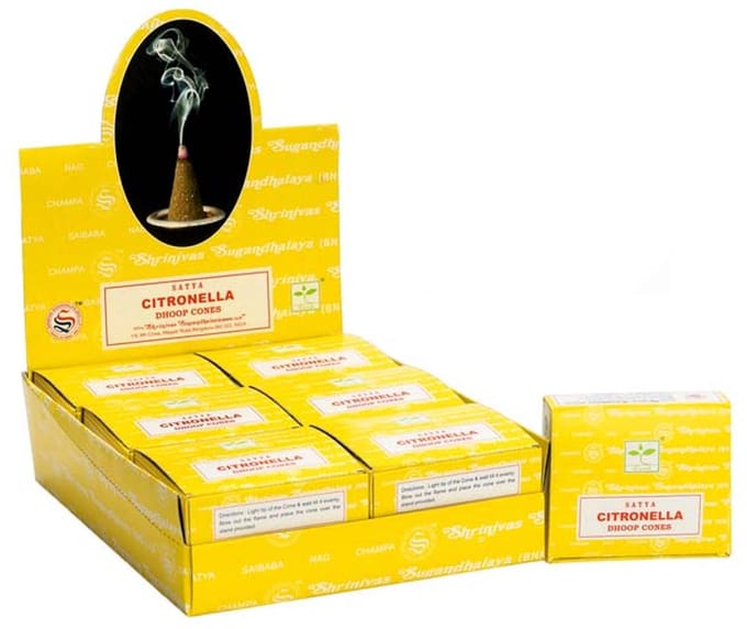 Satya - citronella - wierookkegels - muggen wierook - doos 12 stuks