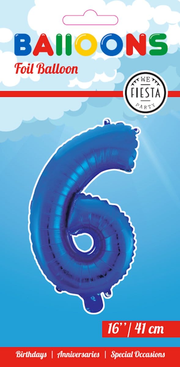 Folieballon 16" nmr. 6 - Blauw