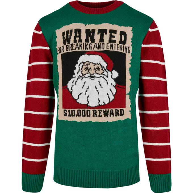 Urban Classics - Wanted Christmas Sweater/trui - S - Groen/Rood