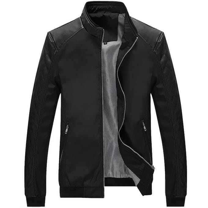 Veste Nouvelle Version Printemps Jeune Homme Fine Version Coréenne Coupe Ajustée Patchwork Cuir PU Tendance Décontractée 5XL