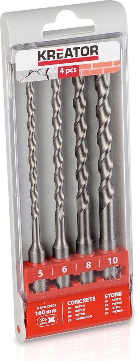 Kreator - Accessories - KRT012602 - Sds borenset - 5-6-8-10x160mm - 4 st.