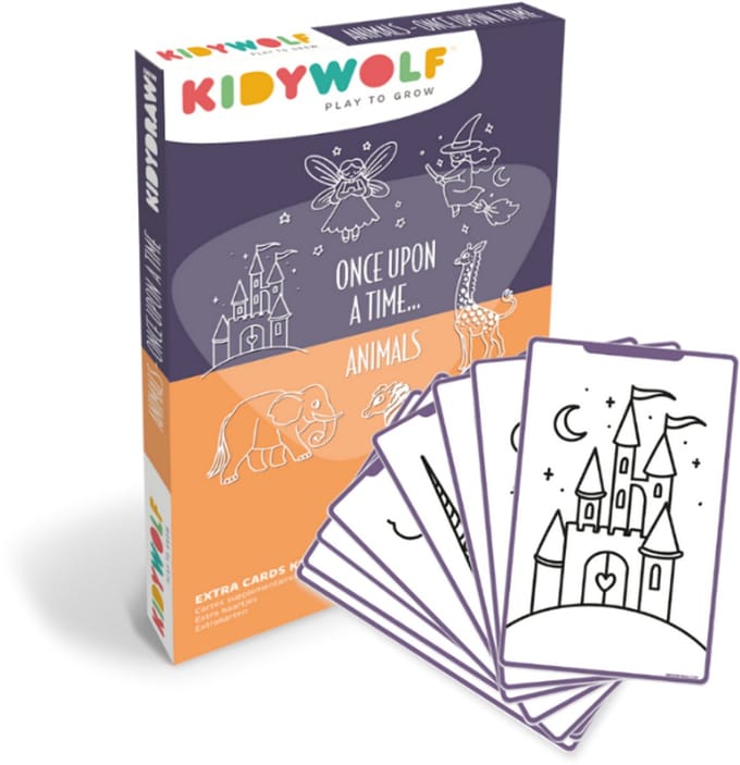 KIDYWOLF KIDYDRAW MINI Refill – Once Upon a Time & Animals – 60 Tekenkaarten - 4+