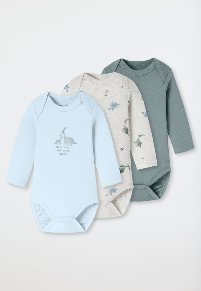 Romper met lange mouwen, dinosaurussen, meerkleurig - Baby 50/62