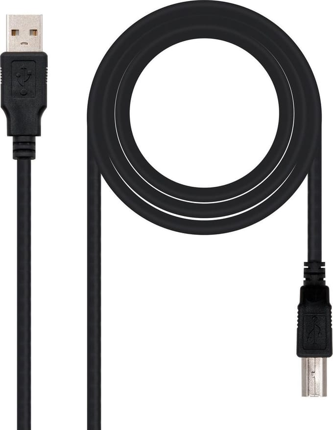 USB 2.0 A to USB B Cable NANOCABLE 10.01.0105-BK Black (4,5 m)
