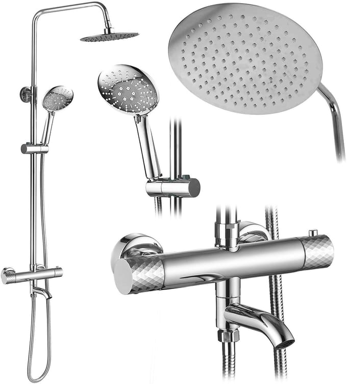 Rea Lungo Diamond - Doucheset Met Thermostaat - Chroom - 5X15X117Cm
