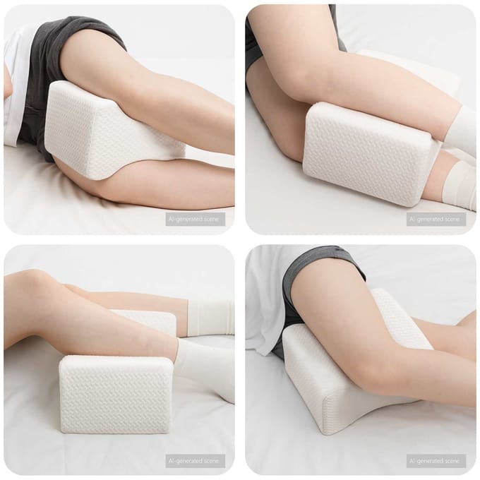 vidaXL - Knee - Pillow - Wit - Traagschuim - en - Polyester - 26 - x - 21,5 - x - 15 - cm