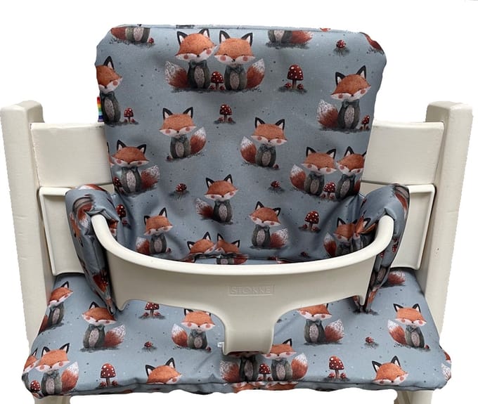 Gecoate kussenset voor de Tripp Trapp kinderstoel van Stokke - Meneer vos grijs