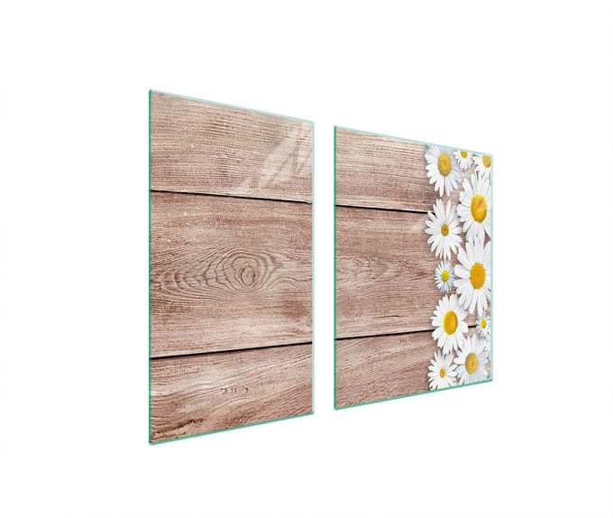 TMK ArtDeko - Snijplank en Beschermplaat - 100x52 cm - Glas - Houtdesign
